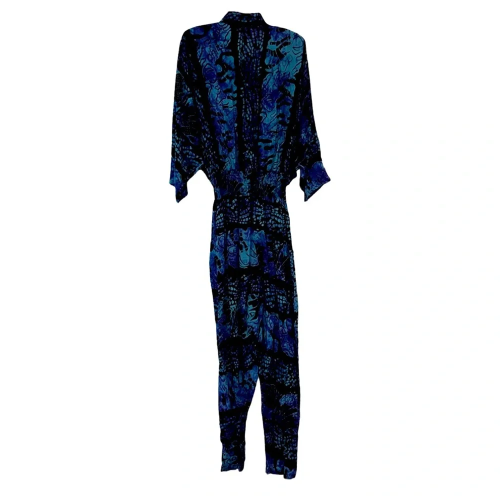 Red’s Threads Vintage 1980’s 100% Rayon Jumpsuit Purple Black Blue Large Retro - Picture 4 of 6